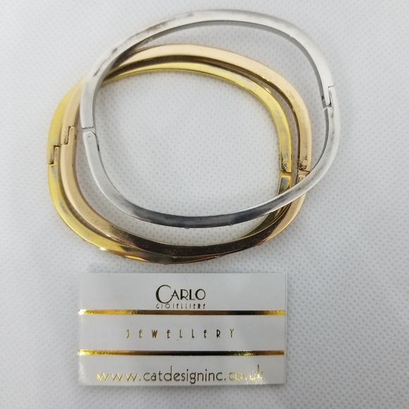 Tricolour crystal bangle bracelet set - Picture 2 of 6